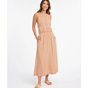 Splendid Bristol Dress in a striped beige and cream rayon/linen blend fabric LGE